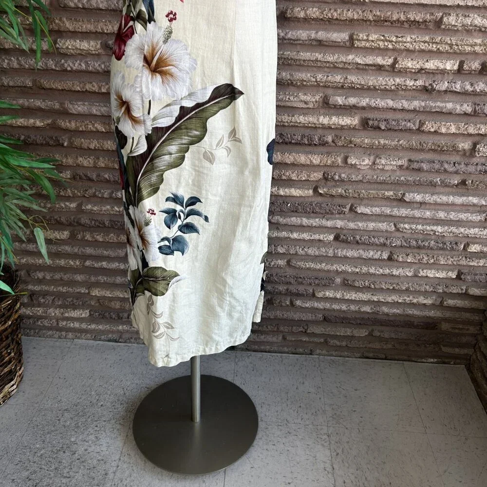 Iolani Vintage Cream Floral Hawaiian Sleeveless Maxi Dress - Picture 10 of 12